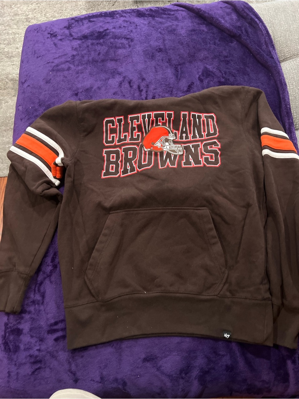 '47 Cleveland Browns Brown Pullover Hoodie with Orange & White Stripes